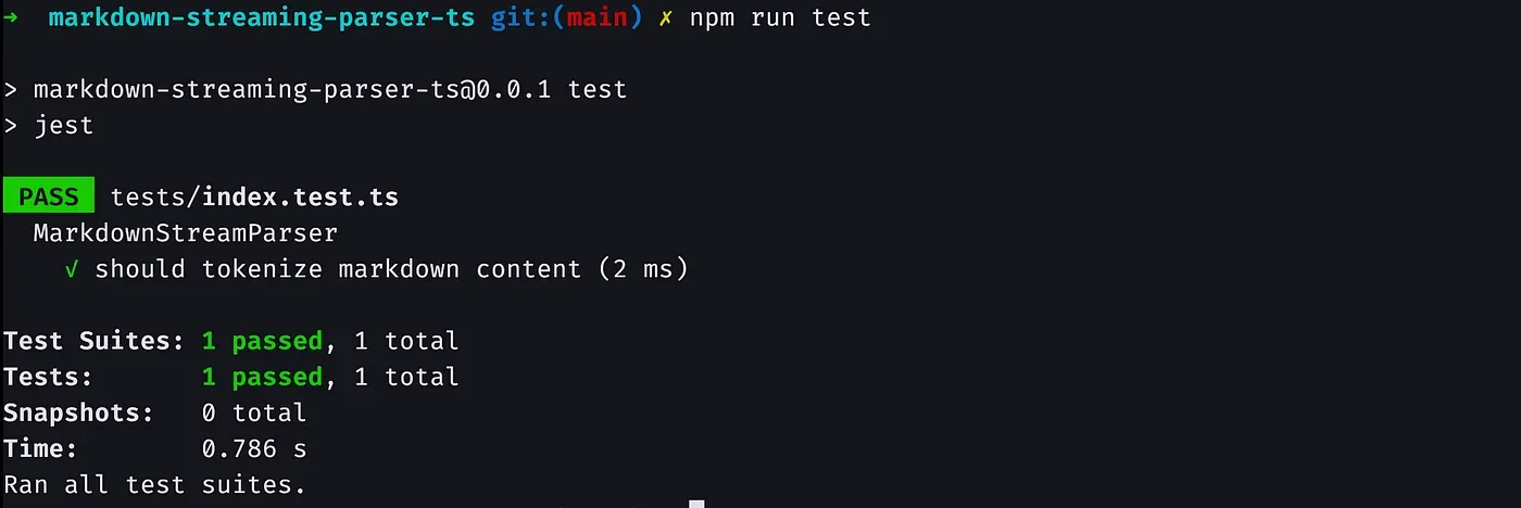 Running “npm” test